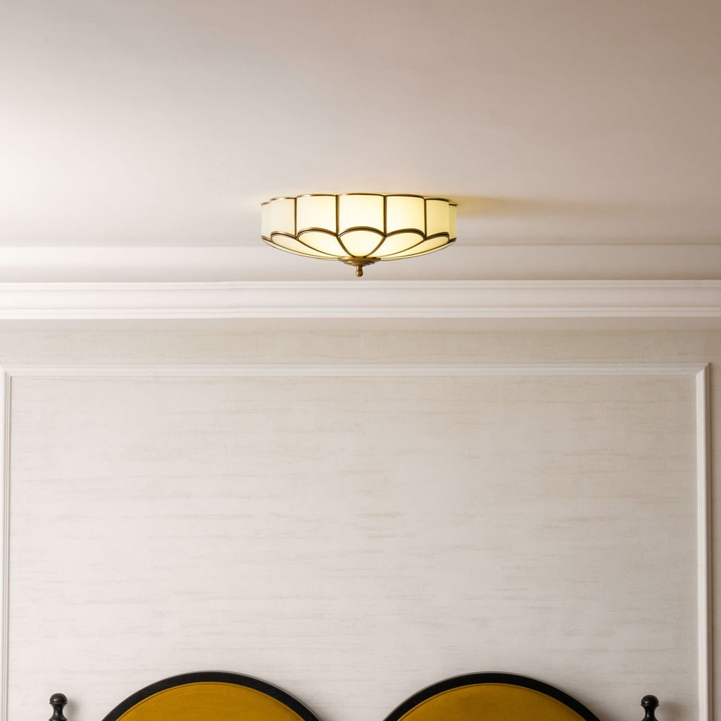 Semi Flush Mount Ceiling Light with Floral Petal Design and Frosted Glass - Image 62
