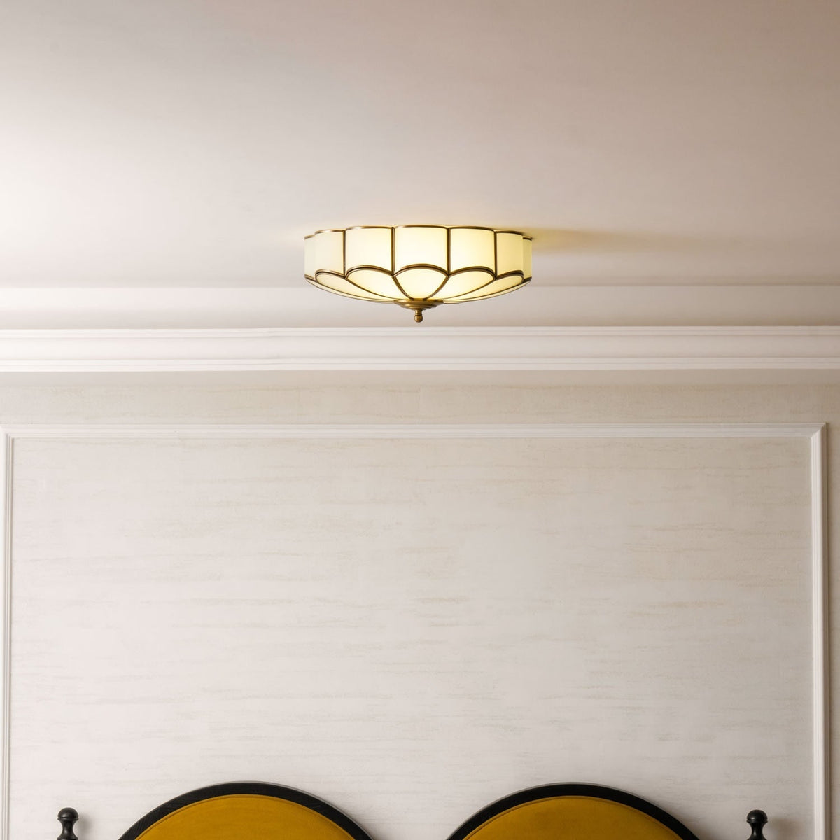 Semi Flush Mount Ceiling Light with Floral Petal Design and Frosted Glass - Image 62