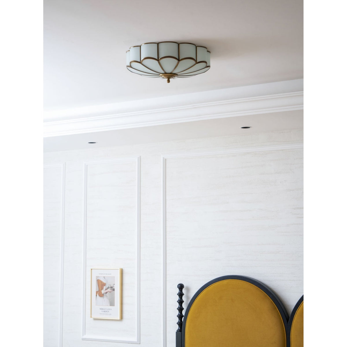 Semi Flush Mount Ceiling Light with Floral Petal Design and Frosted Glass - Image 65