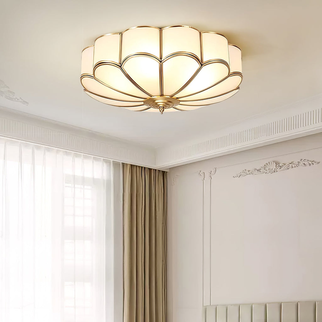 Semi Flush Mount Ceiling Light with Floral Petal Design and Frosted Glass - Image 7