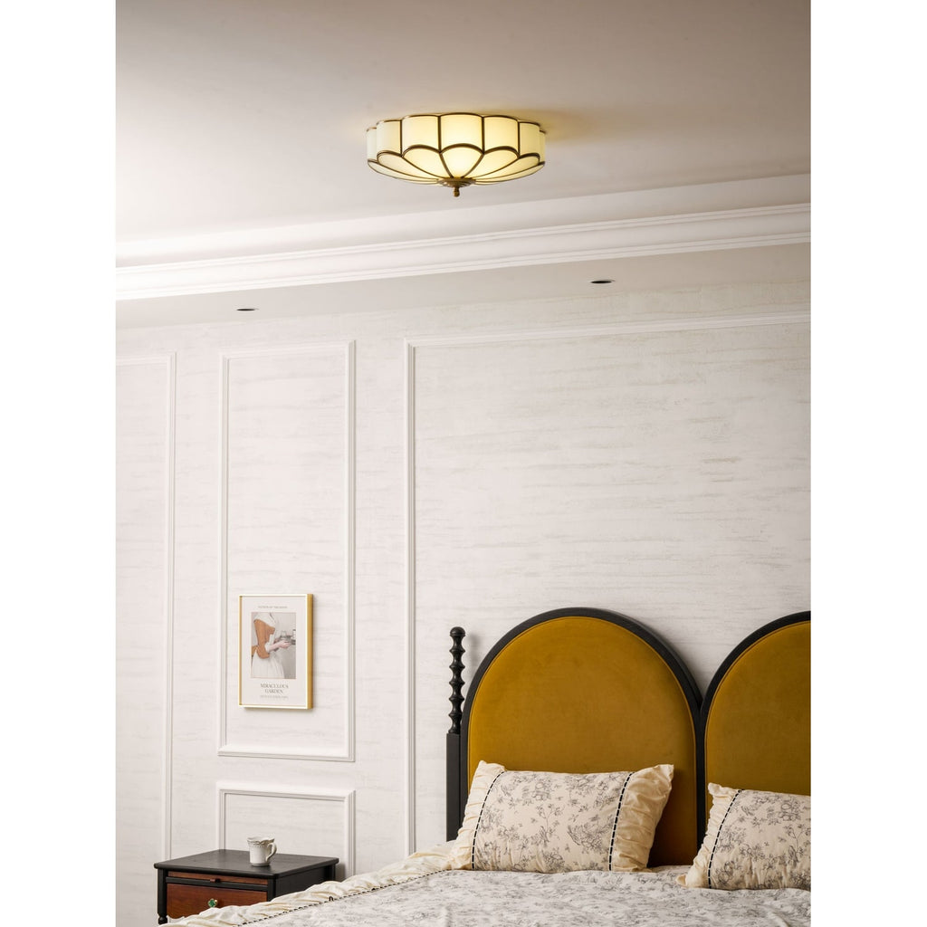 Semi Flush Mount Ceiling Light with Floral Petal Design and Frosted Glass - Image 73