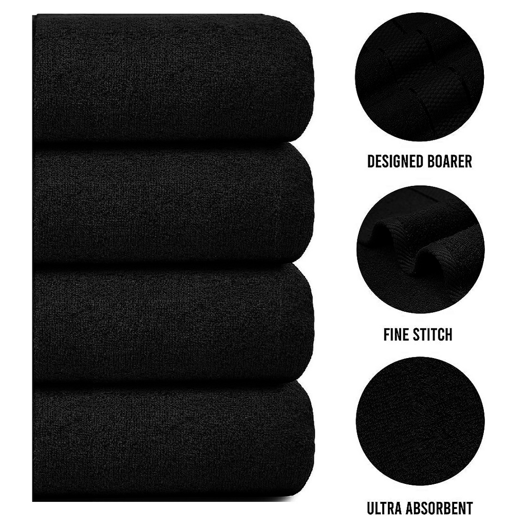Set of 4 Large Bath Towels with Absorbent Cotton Terry Cloth and Dobby Border - Image 12