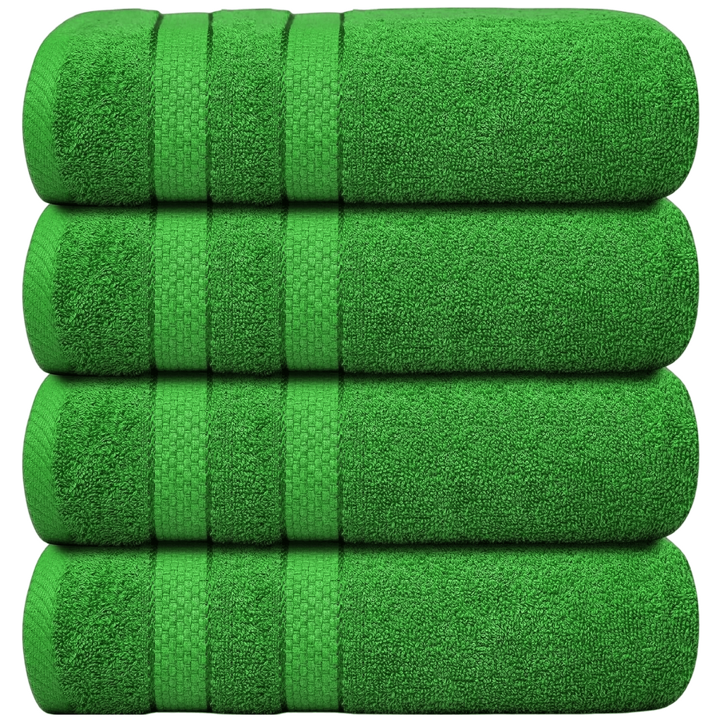 Set of 4 Large Bath Towels with Absorbent Cotton Terry Cloth and Dobby Border - Image 13