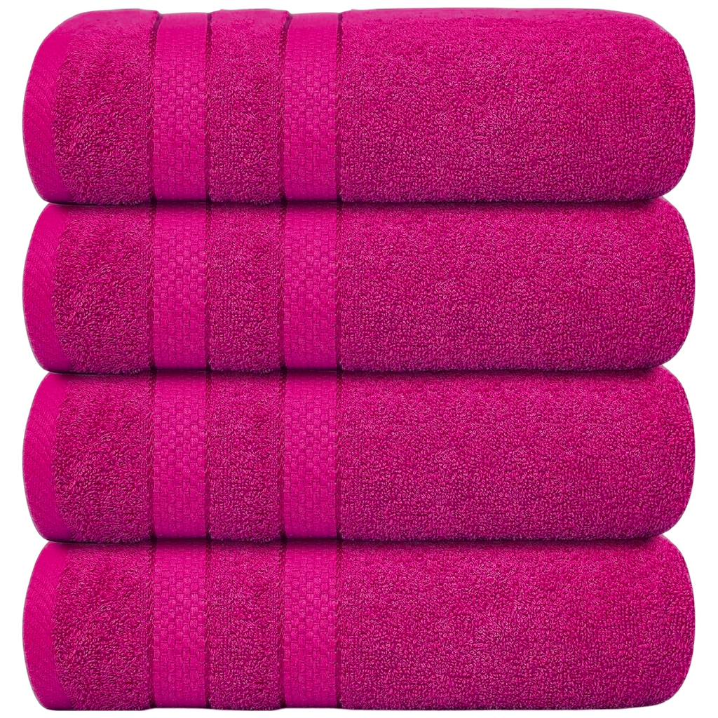 Set of 4 Large Bath Towels with Absorbent Cotton Terry Cloth and Dobby Border - Image 16