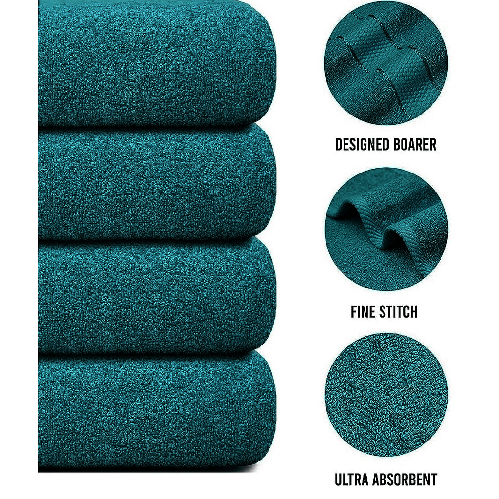 Set of 4 Large Bath Towels with Absorbent Cotton Terry Cloth and Dobby Border - Image 21