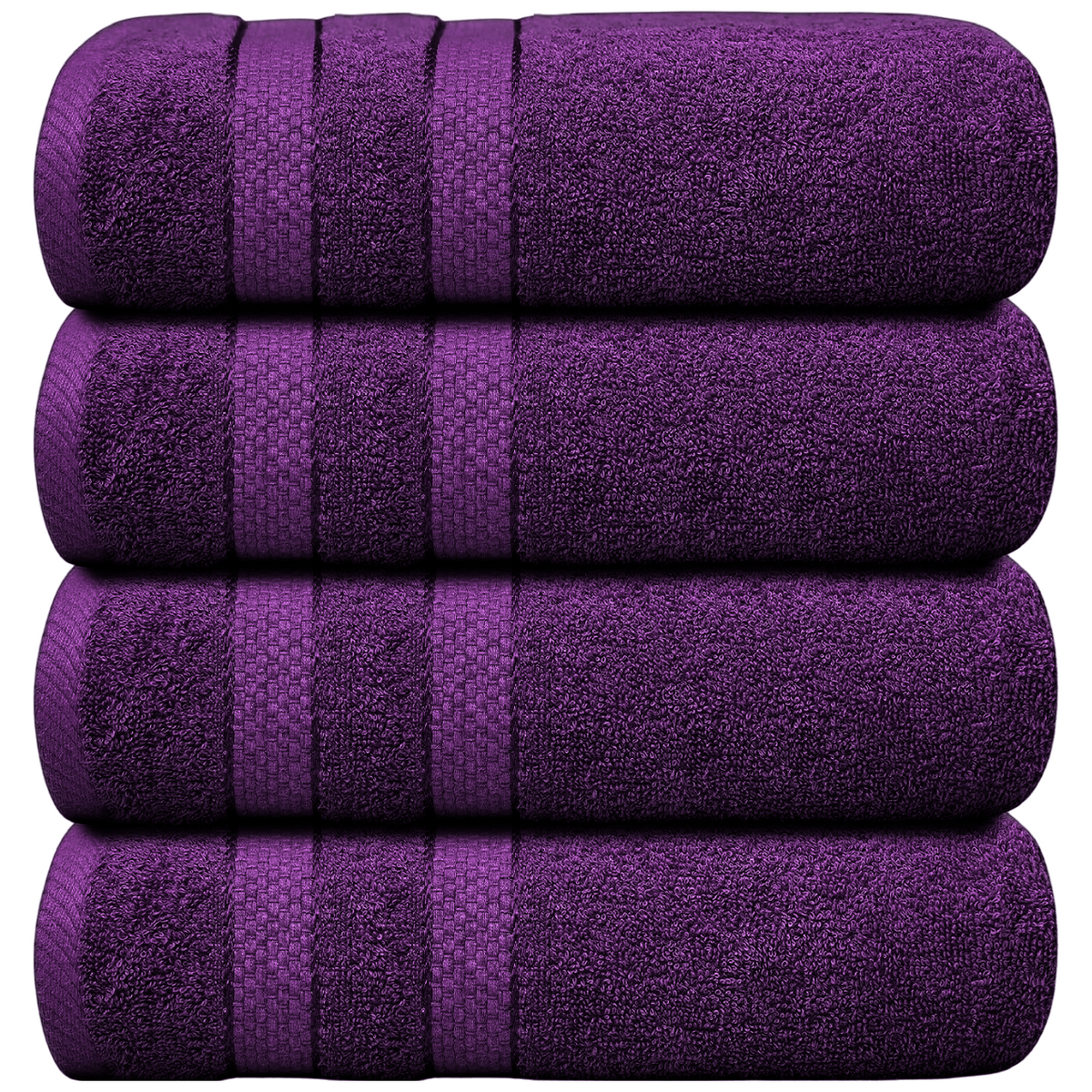 Set of 4 Large Bath Towels with Absorbent Cotton Terry Cloth and Dobby Border - Image 22
