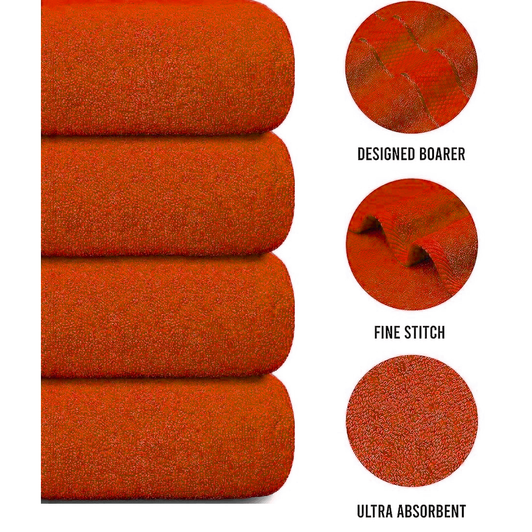 Set of 4 Large Bath Towels with Absorbent Cotton Terry Cloth and Dobby Border - Image 27