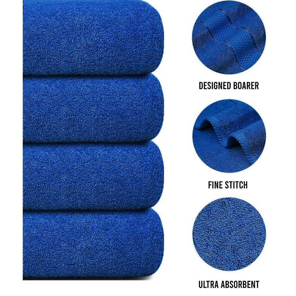 Set of 4 Large Bath Towels with Absorbent Cotton Terry Cloth and Dobby Border - Image 30