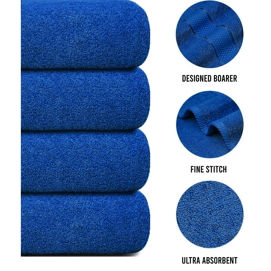 Set of 4 Large Bath Towels with Absorbent Cotton Terry Cloth and Dobby Border - Image 30