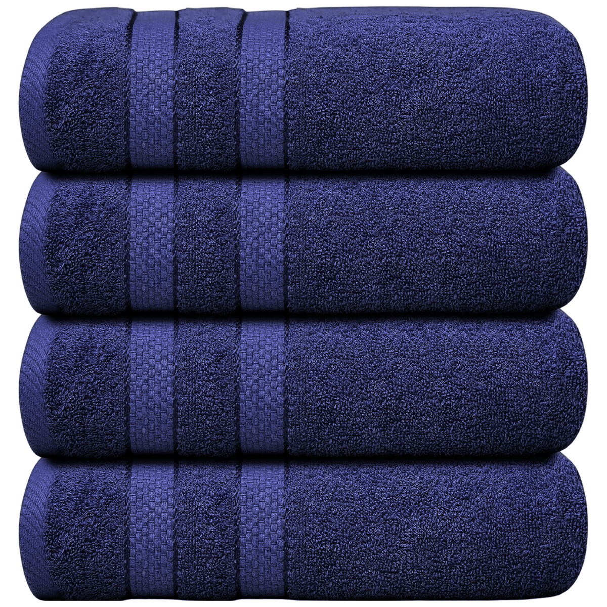 Set of 4 Large Bath Towels with Absorbent Cotton Terry Cloth and Dobby Border - Image 31
