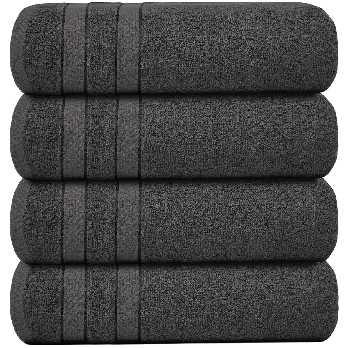 Set of 4 Large Bath Towels with Absorbent Cotton Terry Cloth and Dobby Border - Image 37