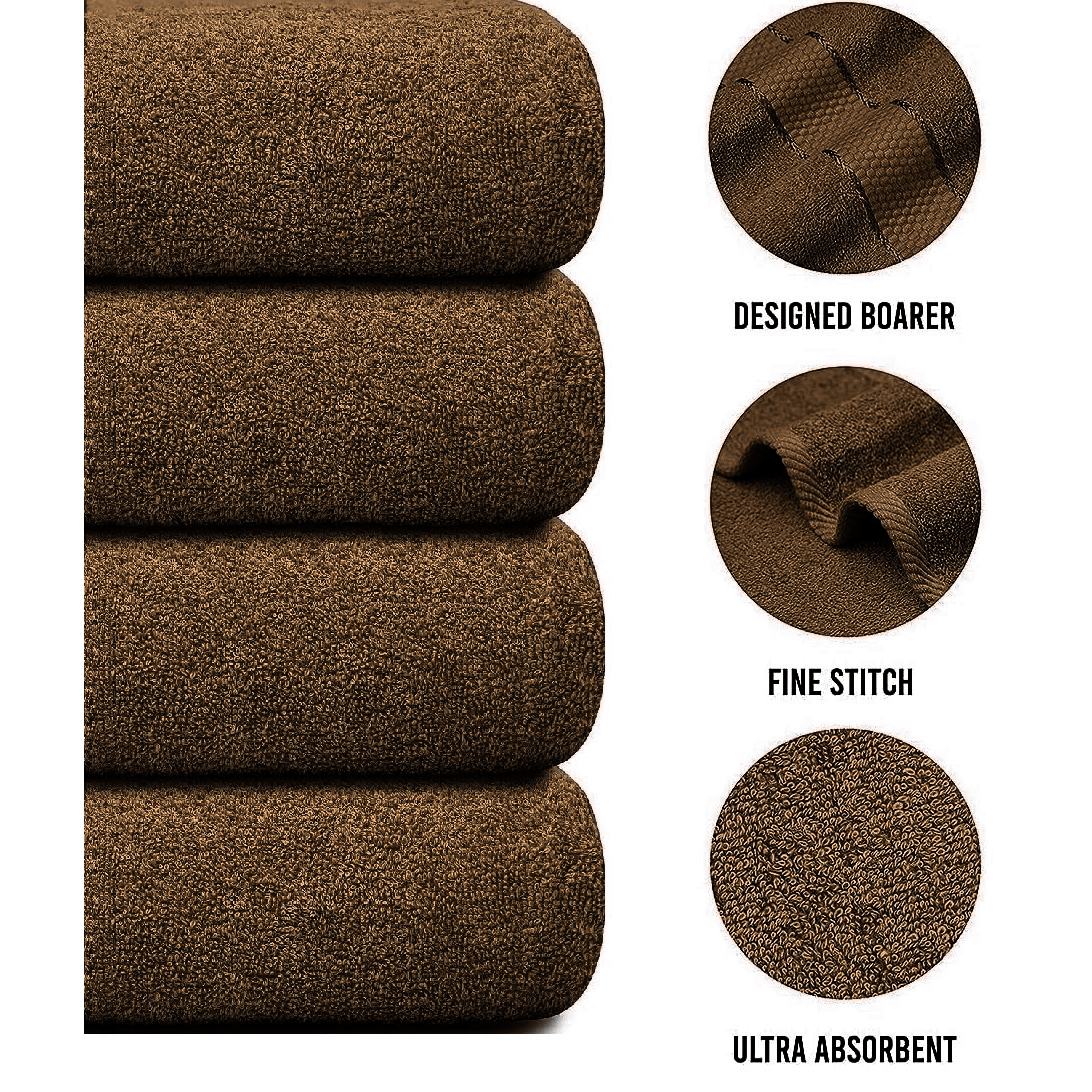 Set of 4 Large Bath Towels with Absorbent Cotton Terry Cloth and Dobby Border - Image 42