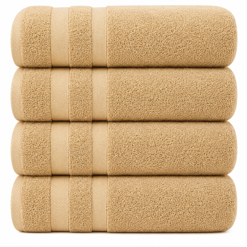 Set of 4 Large Bath Towels with Absorbent Cotton Terry Cloth and Dobby Border - Image 44