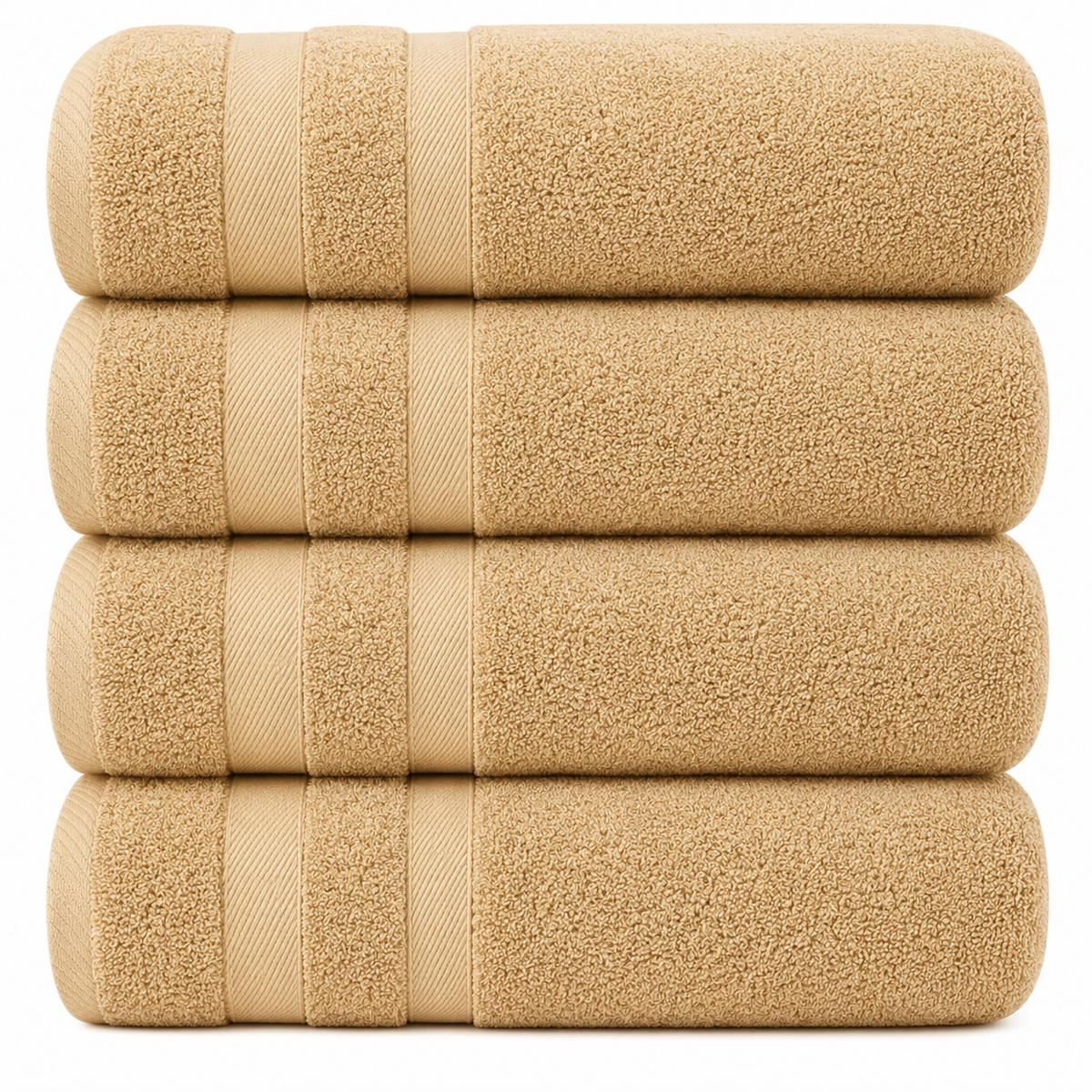 Set of 4 Large Bath Towels with Absorbent Cotton Terry Cloth and Dobby Border - Image 44