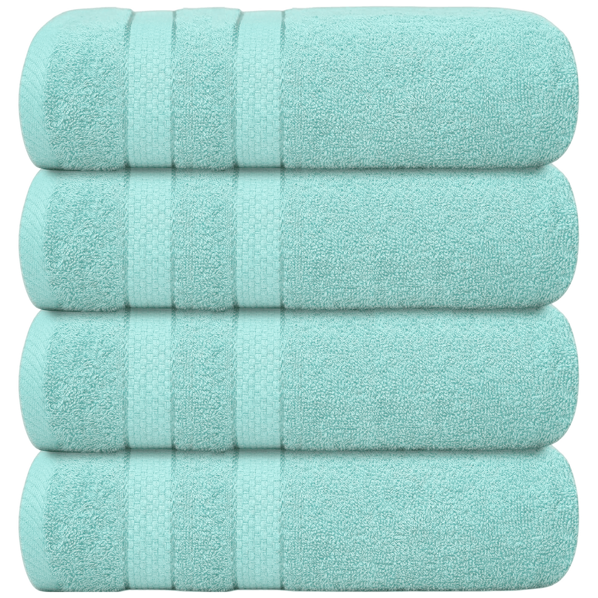 Set of 4 Large Bath Towels with Absorbent Cotton Terry Cloth and Dobby Border - Image 7