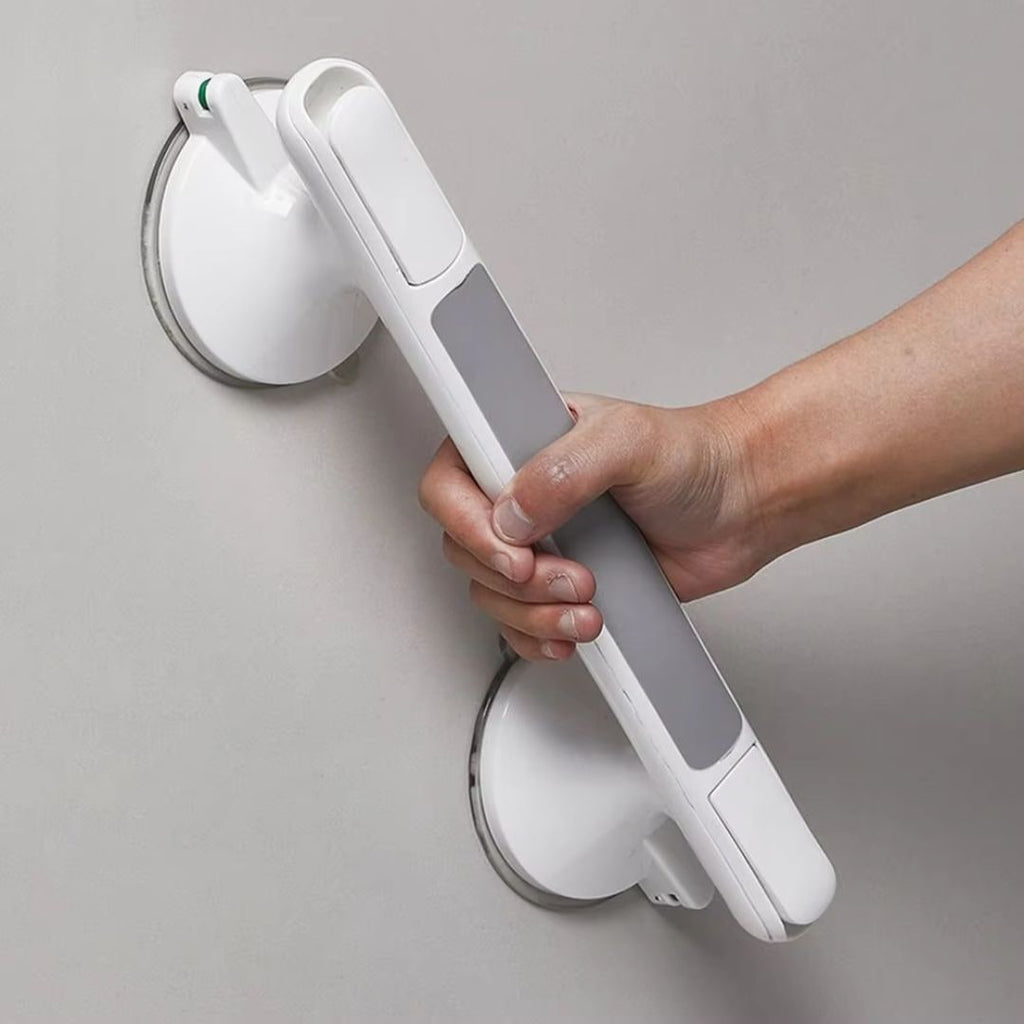 Shower Grab Bar with Suction Cup Safety Indicator and Rubberized Grip for Bathroom - Image 1