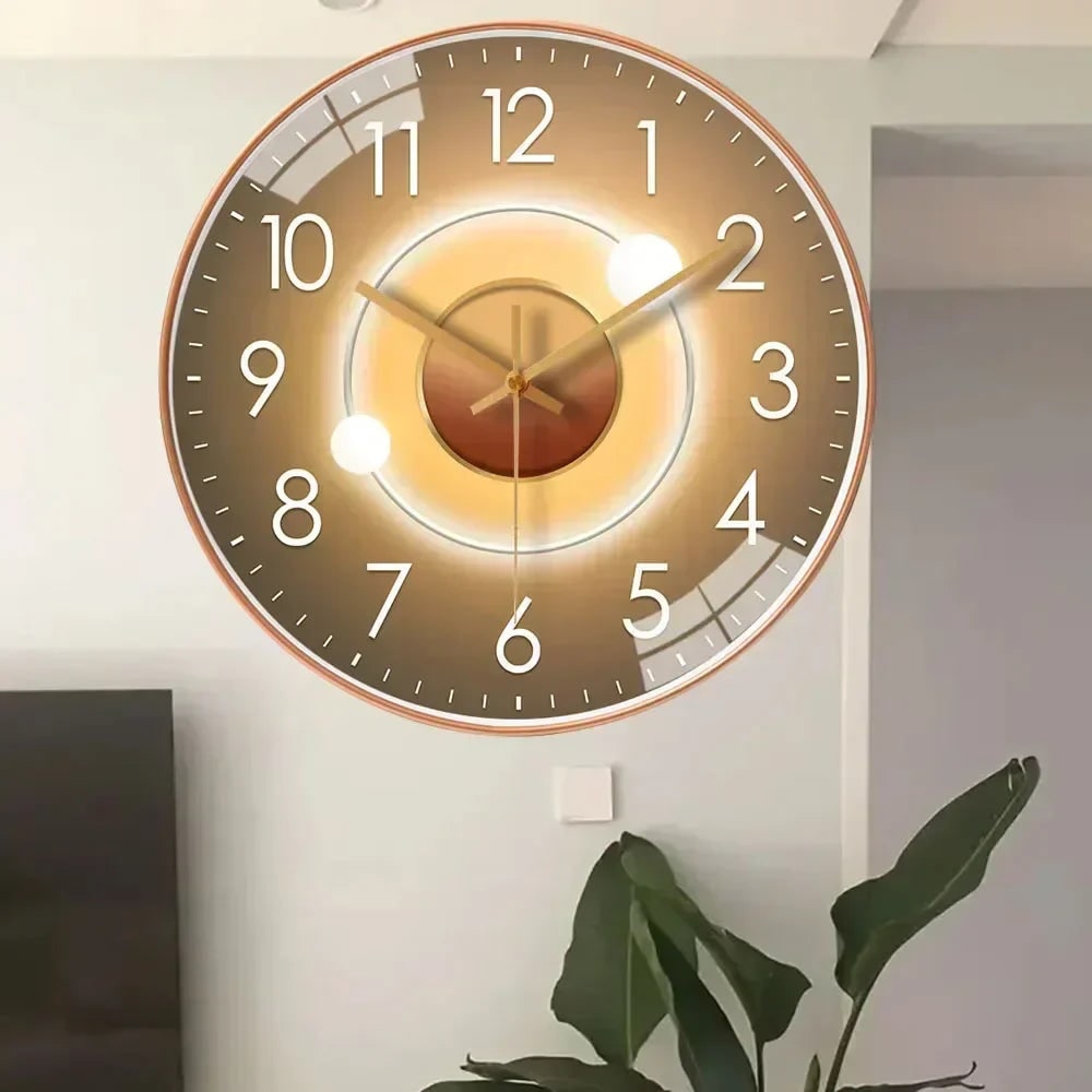 Silent Wall Clock with Glass Face and Minimalist Metallic Frame - Image 1