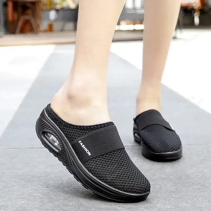 Slip-On Mule Sneakers with Air Cushion Mesh Upper and Non-Slip Platform - Image 3