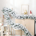 Snow Flocked Christmas Garland for Stairs with Artificial Pine and Bendable Wire - Image 1
