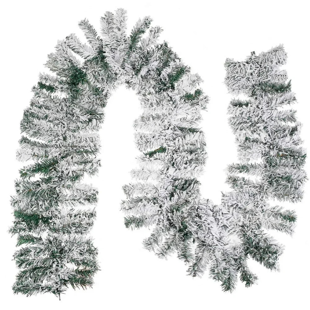 Snow Flocked Christmas Garland for Stairs with Artificial Pine and Bendable Wire - Image 5