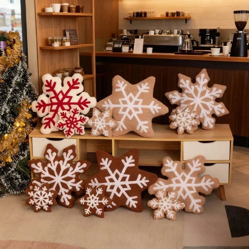 Snowflake Throw Pillow with Plush Sherpa Fabric and Embroidered Tufted Pattern - Image 2