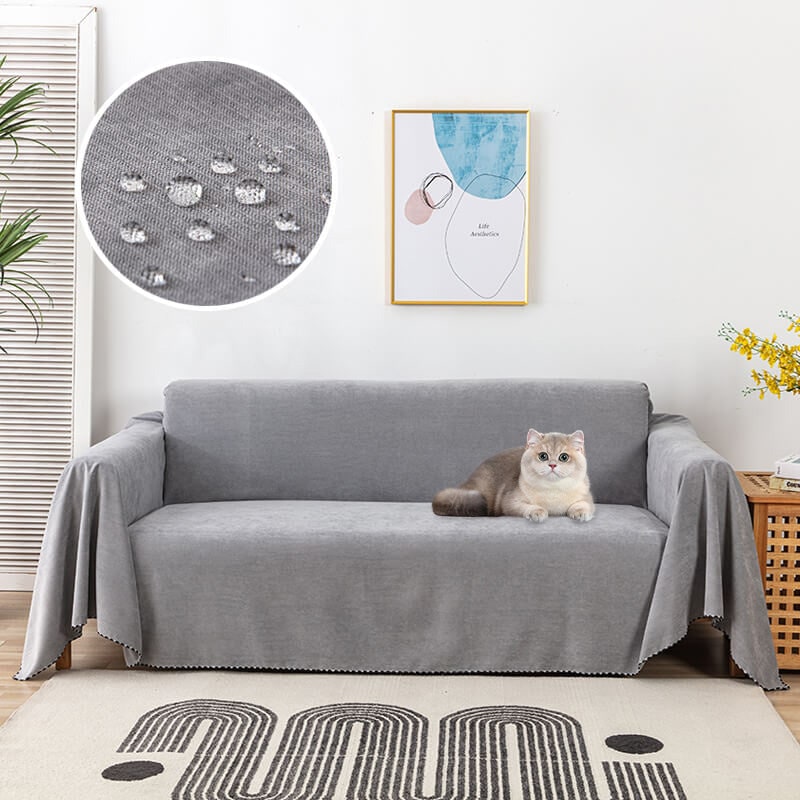 Sofa Couch Cover Washable with Chenille Texture and Pom-Pom Fringe - Image 17