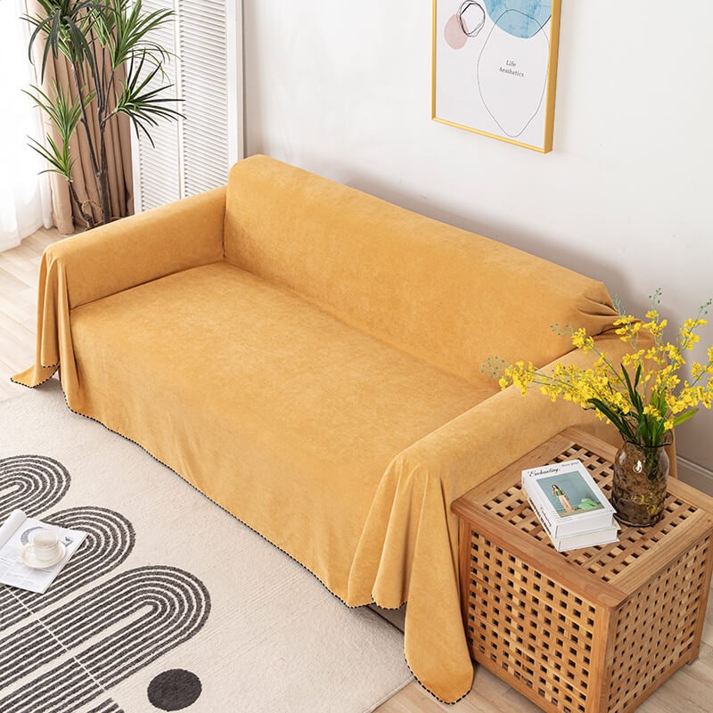 Sofa Couch Cover Washable with Chenille Texture and Pom-Pom Fringe - Image 7