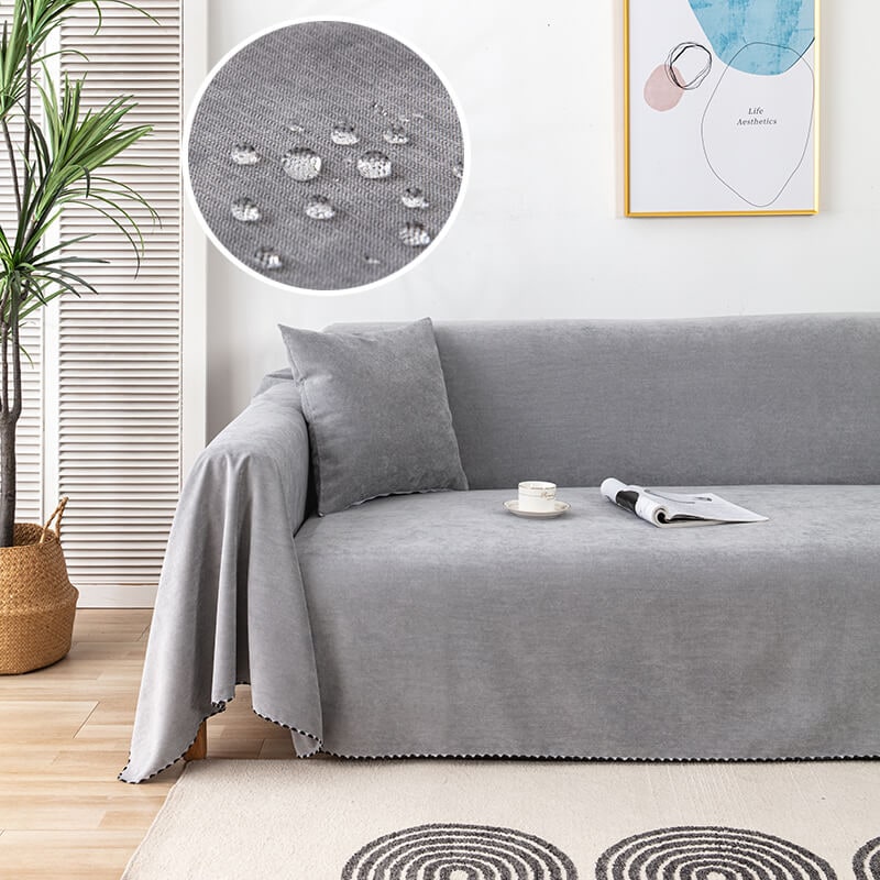 Sofa Couch Cover Washable with Chenille Texture and Pom-Pom Fringe - Image 8