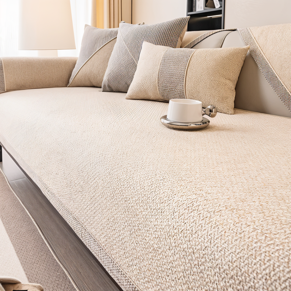 Sofa Cover with Non-Slip Backing and Textured Woven Fabric for Sectional Couches - Image 4