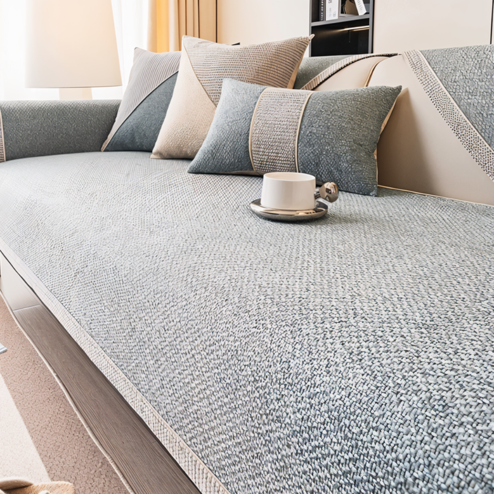 Sofa Cover with Non-Slip Backing and Textured Woven Fabric for Sectional Couches - Image 5