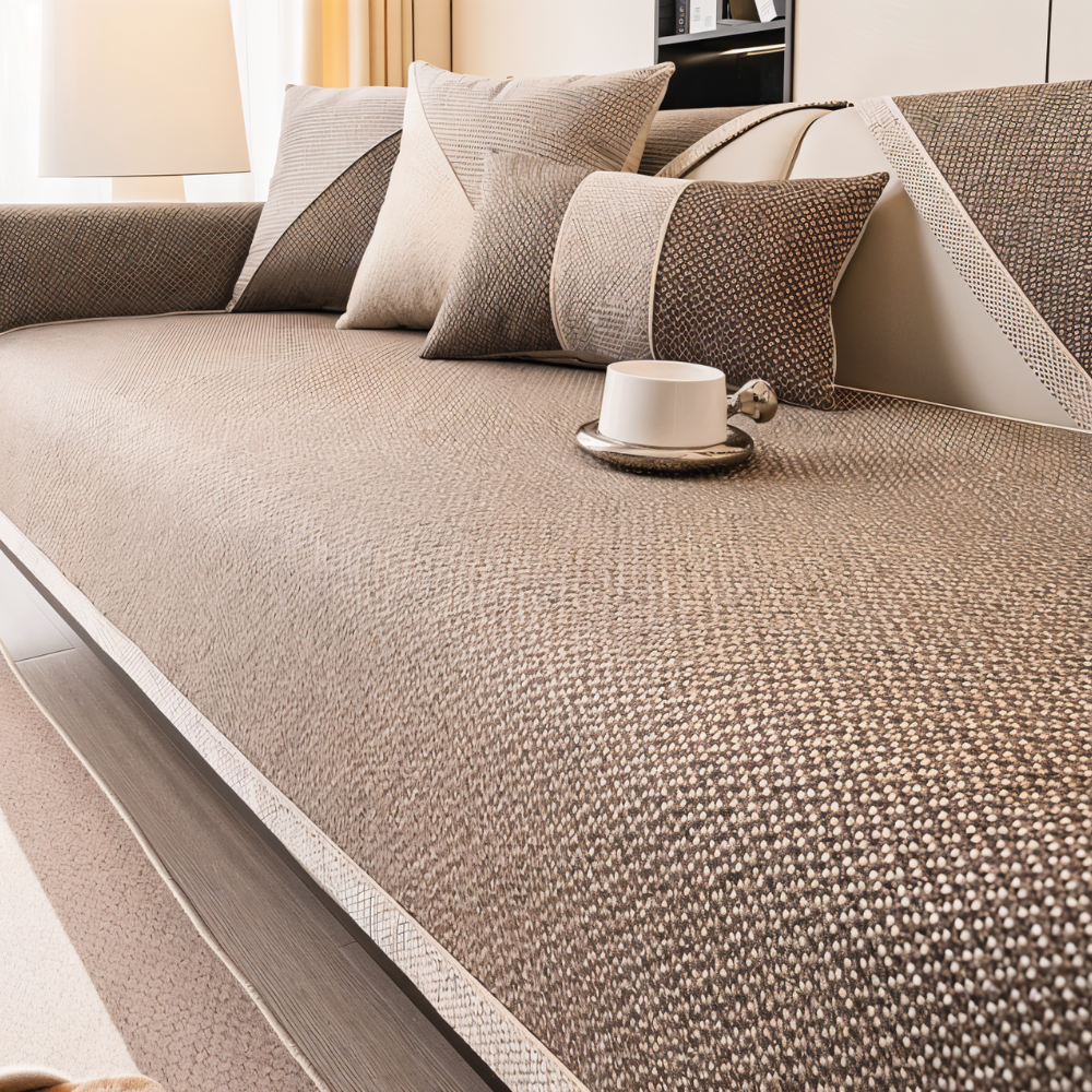 Sofa Cover with Non-Slip Backing and Textured Woven Fabric for Sectional Couches - Image 7