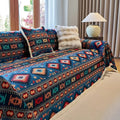 Sofa Throw Blanket with Woven Geometric Bohemian Pattern and Fringe Trim - Image 1