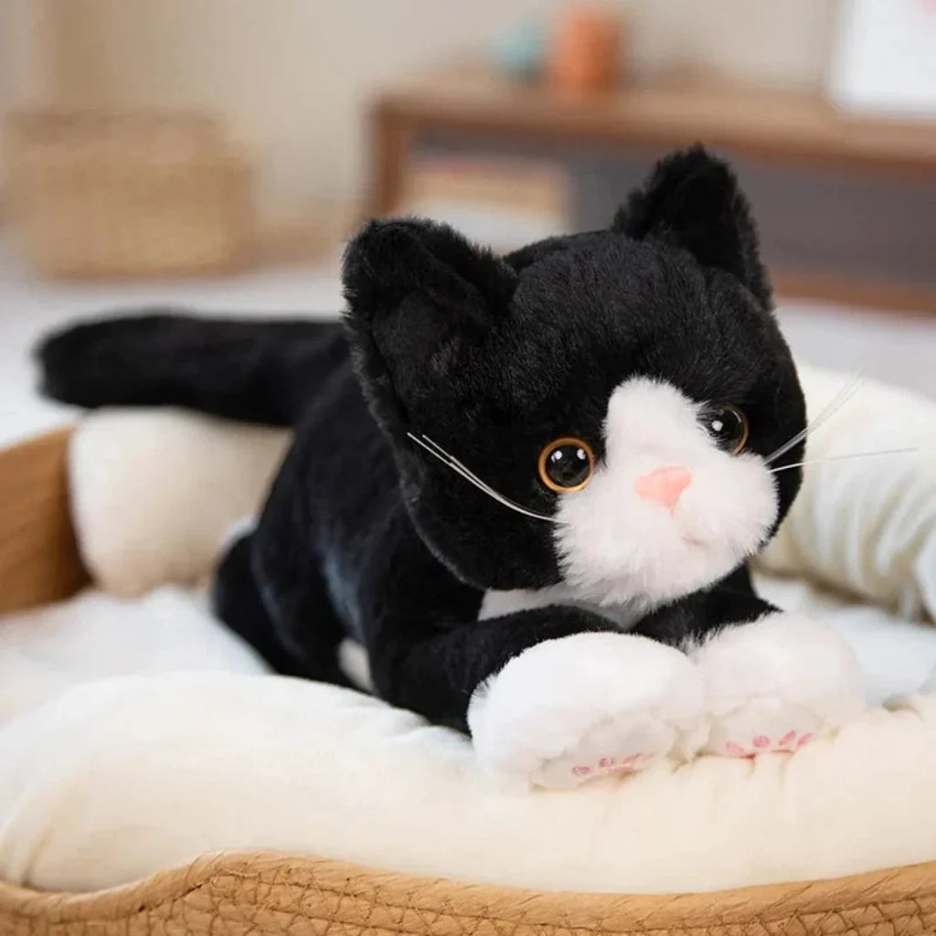 Soft Cat Plushie Stuffed Animal Toy with Embroidered Paws and Long Tail 53 Cm - Image 1
