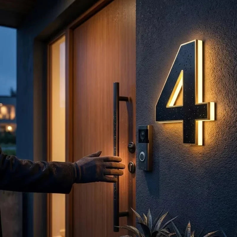 Solar House Numbers with Backlit LED Illuminated Address Sign Weatherproof - Image 2
