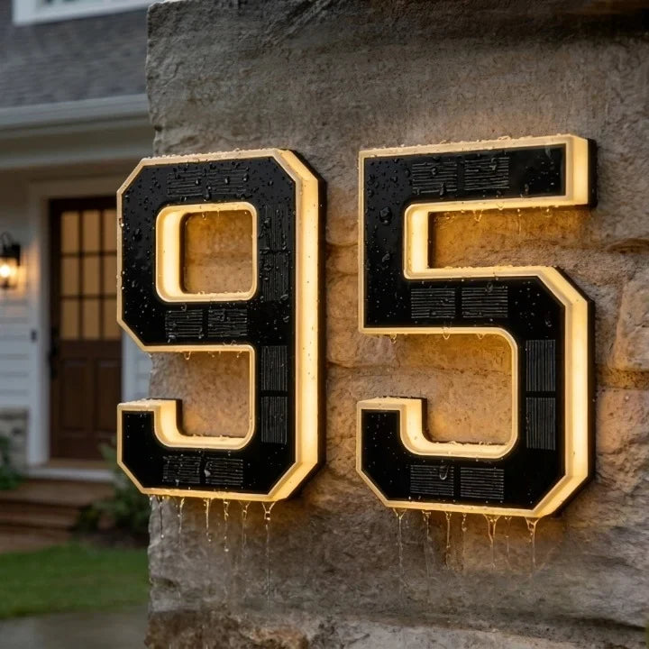 Solar House Numbers with Backlit LED Illuminated Address Sign Weatherproof - Image 4