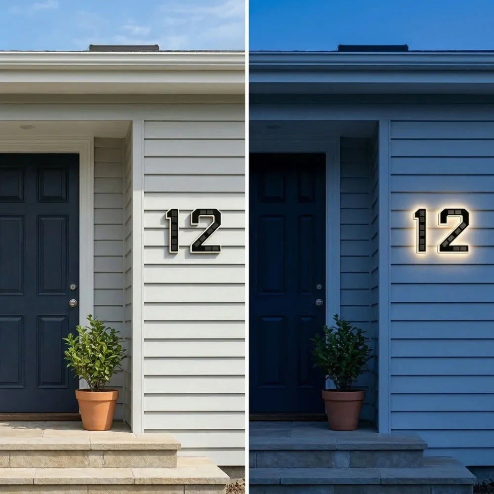 Solar House Numbers with Backlit LED Illuminated Address Sign Weatherproof - Image 5