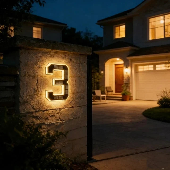 Solar House Numbers with Backlit LED Illuminated Address Sign Weatherproof - Image 7