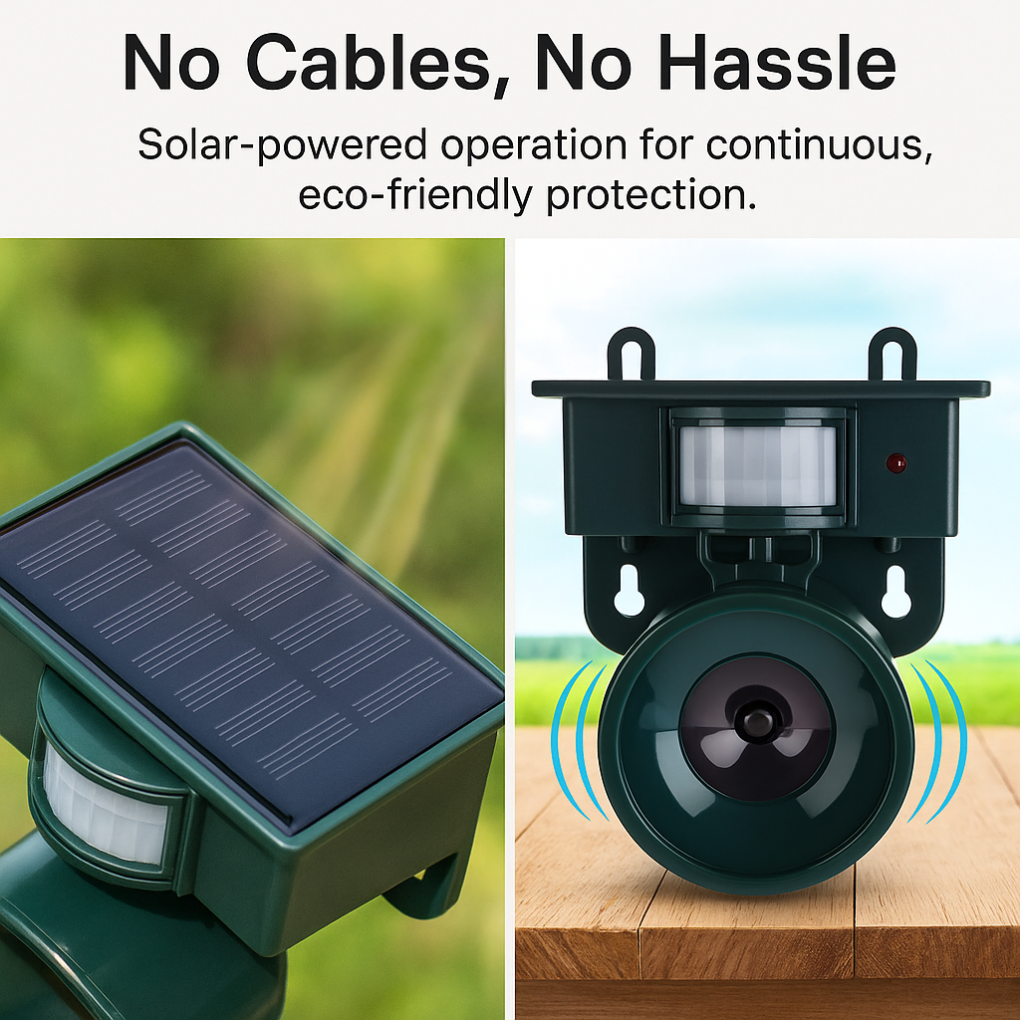 Solar Motion Activated Bird Deterrent with Ultrasonic and Sonic Repeller - Image 7