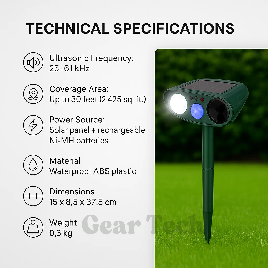 Solar Powered Ultrasonic Mouse Repellent with Motion Sensor and Flashing LED - Image 3