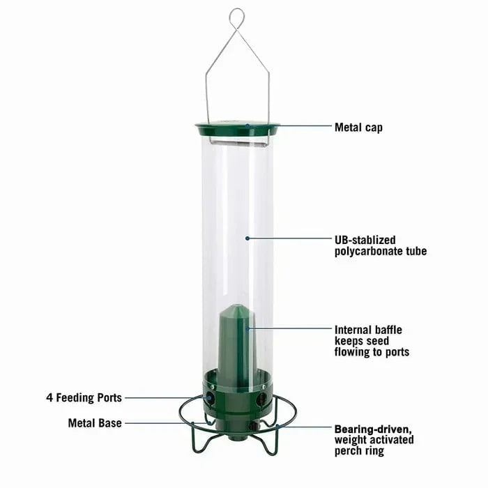 Squirrel Proof Bird Feeder with Weight Activated Spinning Perch and Hanging Tube Design - Image 7