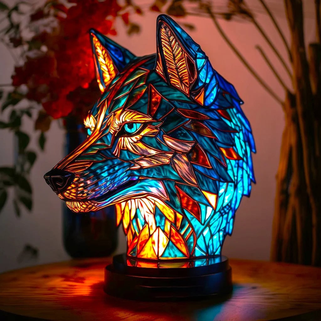Stained Glass Animal Table Lamp with Warm Glowing Light and Decorative Design - Image 6