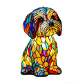 Stained Glass Dog Table Lamp with Mosaic Illuminated Design and Night Light - Image 1