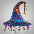 Stained Glass Suncatcher Witch Hat with Crystal Beads and Crescent Moon for Halloween Window Display - Image 2