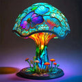 Stained Glass Table Lamp with Sculpted Nature-Inspired Design and Warm LED Glow - Image 1
