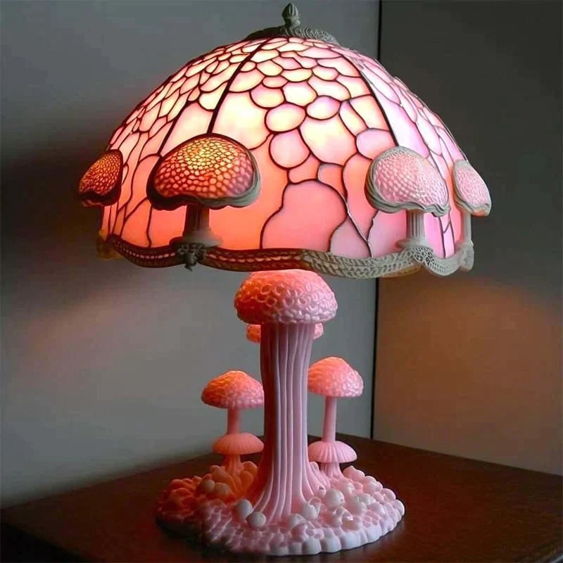 Stained Glass Table Lamp with Sculpted Nature-Inspired Design and Warm LED Glow - Image 6