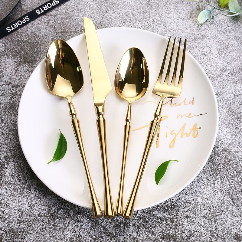 Stainless Steel Flatware Set with Tapered Handles 24-Piece Cutlery for 6 - Image 9