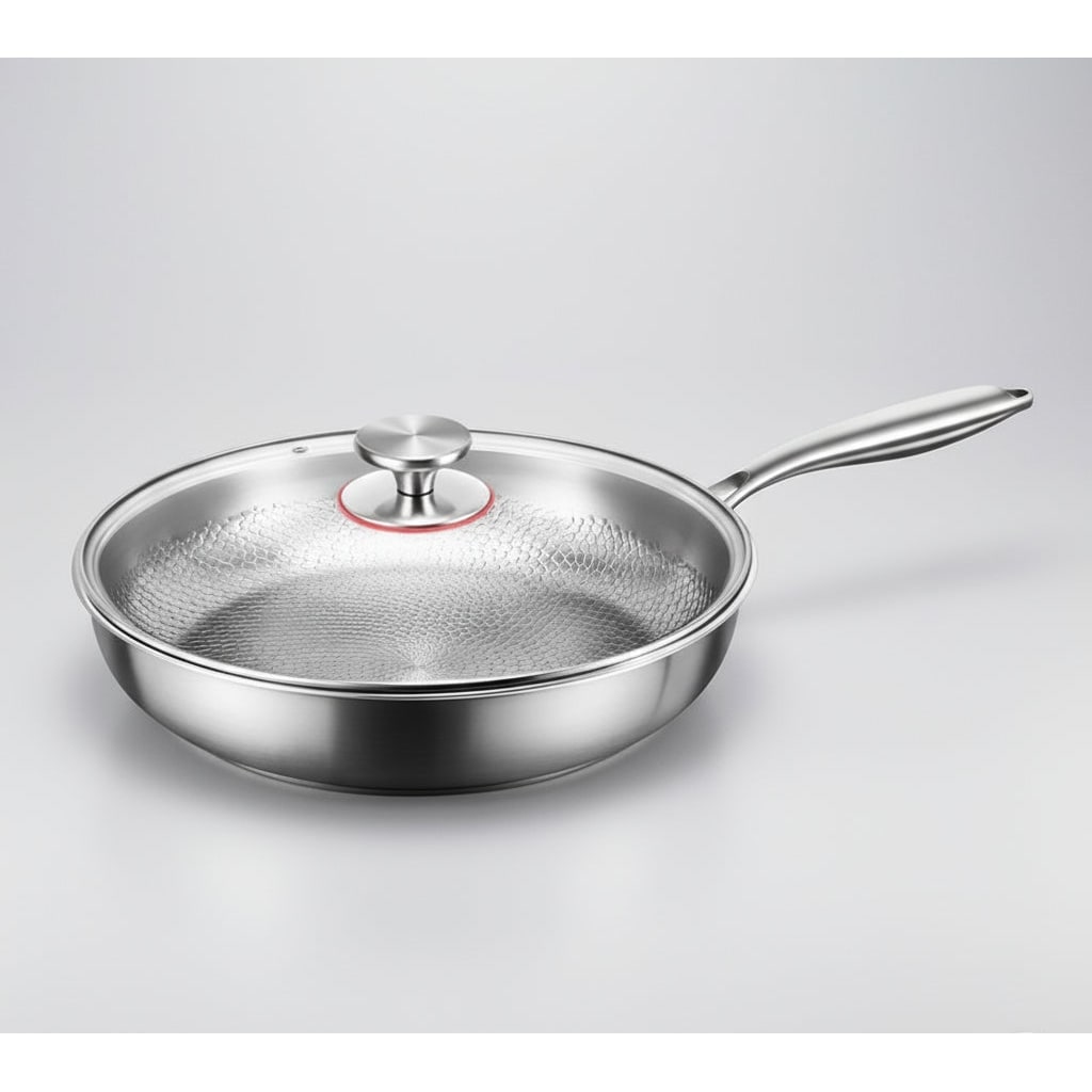 Stainless Steel Frying Pan Hammered Non Stick Interior and Induction Compatible Base - Image 11