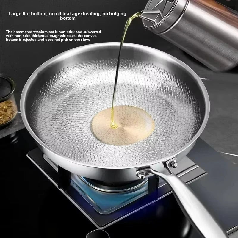 Stainless Steel Frying Pan Hammered Non Stick Interior and Induction Compatible Base - Image 6