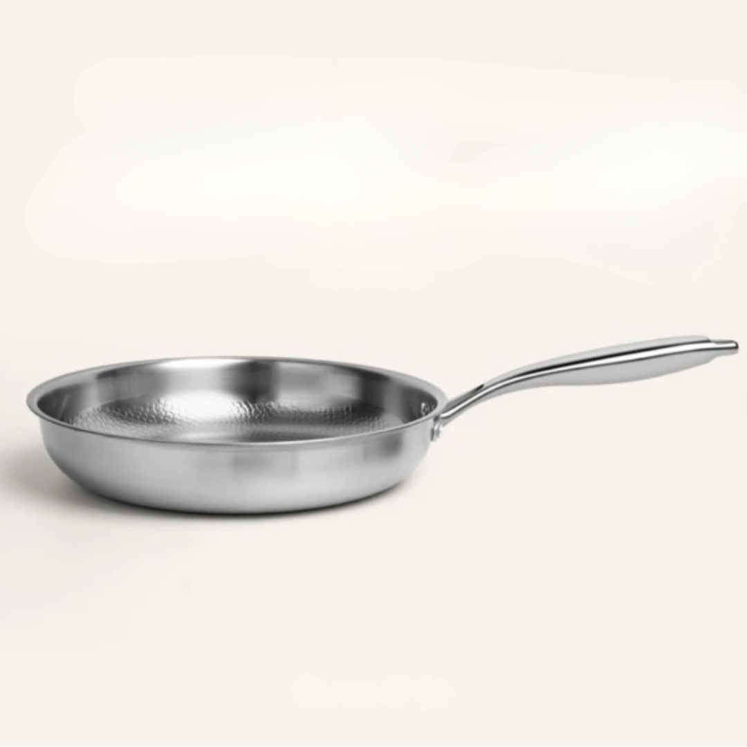 Stainless Steel Frying Pan with Hammered Interior and Induction Base - Image 3