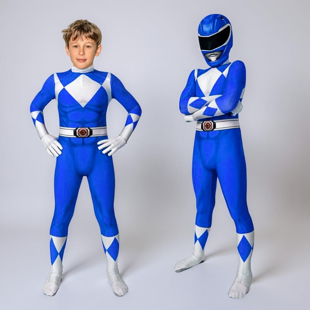 Superhero Costume Jumpsuit with Full-Head Mask and Diamond Pattern - Image 10